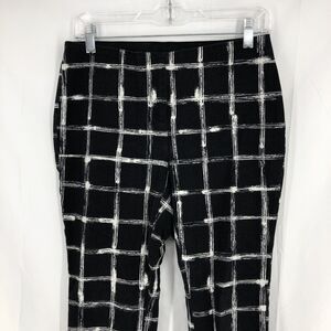 Alfani Black White Windowpane Plaid Tapered Stretch Pants 8P (28x26)